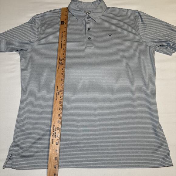 Callaway Golf Opti-Dri Mens Large Collared Polo Shirt Gray White Striped EUC - Picture 6 of 10